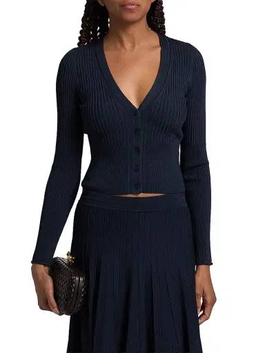 Simkhai Women's Ailany Rib-Knit Cardigan - Midnight - Size XS | Thumbnail 3