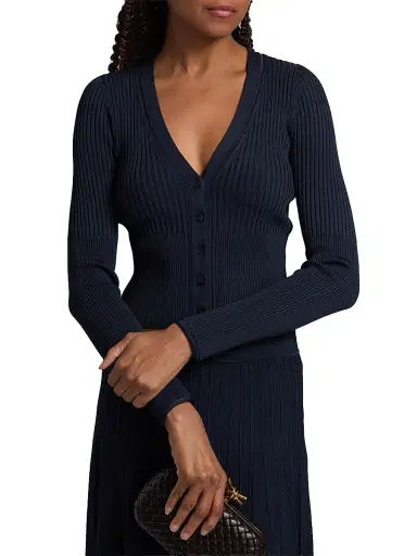 Simkhai Women's Ailany Rib-Knit Cardigan - Midnight - Size XS | Thumbnail 6