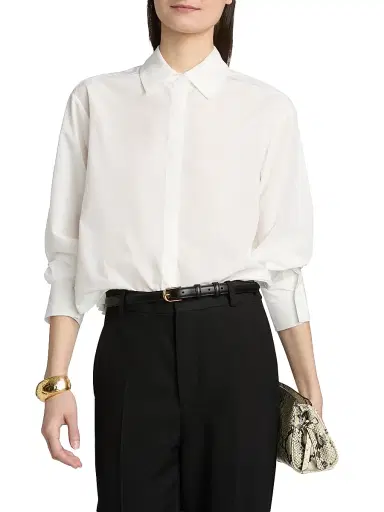 Simkhai Women's Kacey Lace Cotton Button-Front Shirt - Ivory - Size XS | Thumbnail 3