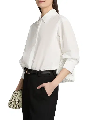 Simkhai Women's Kacey Lace Cotton Button-Front Shirt - Ivory - Size XS | Thumbnail 4
