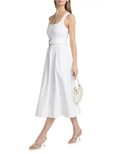 Cinq à Sept Women's Cambree Belted Denim Midi-Dress - White - Size 14 | Thumbnail 2