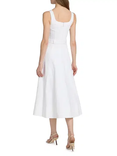 Cinq à Sept Women's Cambree Belted Denim Midi-Dress - White - Size 14 | Thumbnail 5