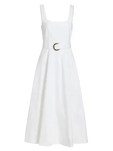Cinq à Sept Women's Cambree Belted Denim Midi-Dress - White - Size 14 | Thumbnail 1