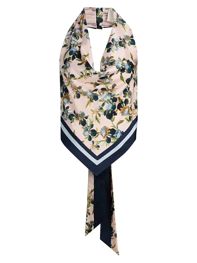 Women's Asher Trailing Iris Halter Top - Rosy Cloud Multi