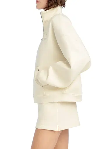 Favorite Daughter Women's The Logo Half-Zip Sweatshirt - Gardenia Light Sage - Size Large | Thumbnail 4