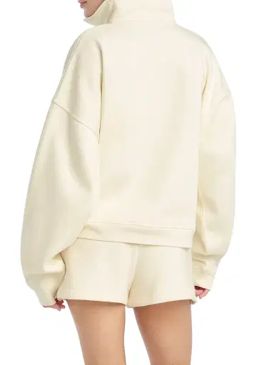 Favorite Daughter Women's The Logo Half-Zip Sweatshirt - Gardenia Light Sage - Size Large | Thumbnail 5