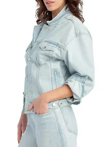 Favorite Daughter Women's The Otto Denim Trucker Jacket - Freeport - Size XS | Thumbnail 4