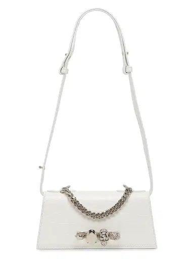 Alexander McQueen Women's Mini Jewelled Croc-Embossed Leather Shoulder Bag - White Multi | Thumbnail 5 Alexander McQueen Women's Mini Jewelled Croc-Embossed Leather Shoulder Bag - White Multi | Thumbnail 5