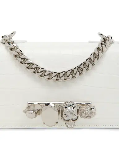 Alexander McQueen Women's Mini Jewelled Croc-Embossed Leather Shoulder Bag - White Multi | Thumbnail 6 Alexander McQueen Women's Mini Jewelled Croc-Embossed Leather Shoulder Bag - White Multi | Thumbnail 6