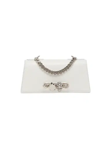 Alexander McQueen Women's Mini Jewelled Croc-Embossed Leather Shoulder Bag - White Multi | Thumbnail 1 Alexander McQueen Women's Mini Jewelled Croc-Embossed Leather Shoulder Bag - White Multi | Thumbnail 1