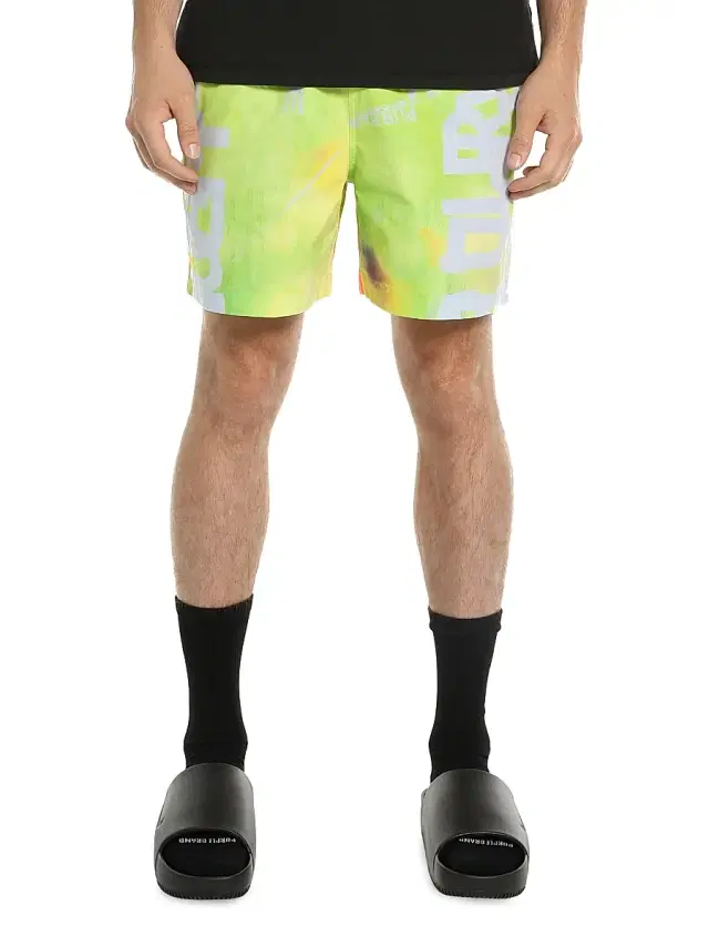 Men's All Around Logo Shorts - Green And Lavender