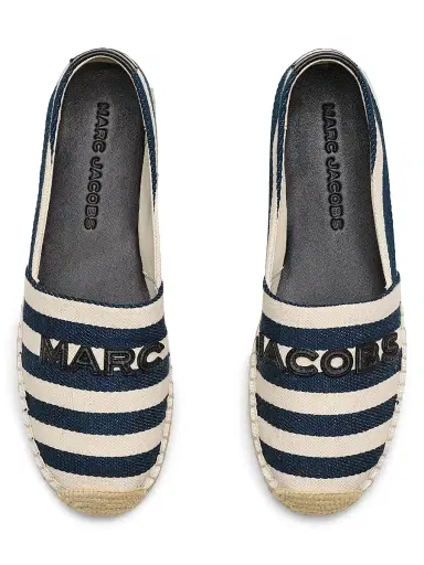 Marc Jacobs Women's Logo Striped Cotton Espadrilles - Blue Sea Multi - Size 5 | Thumbnail 3