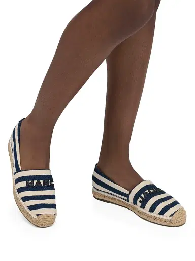 Marc Jacobs Women's Logo Striped Cotton Espadrilles - Blue Sea Multi - Size 5 | Thumbnail 4