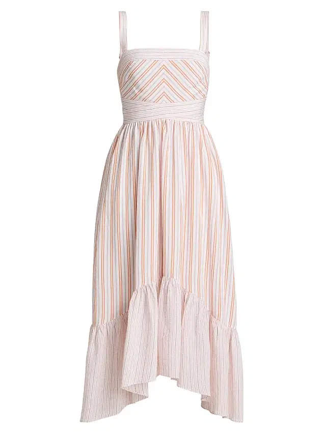 Women's Nadia Striped Midi-Dress - Sunset Orange Stripe Combo