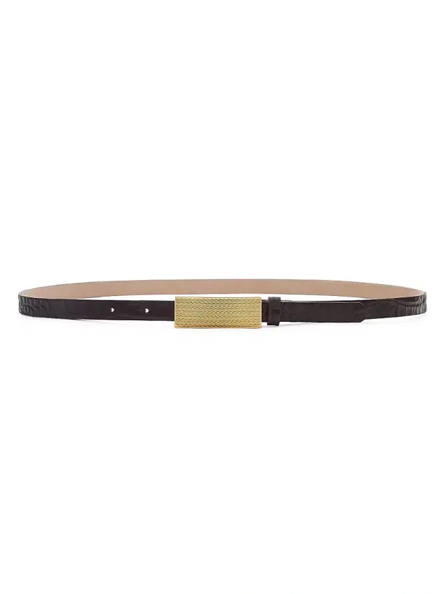 L'AGENCE Women's Elyse Croc-Embossed Leather Belt - Chocolate Croc Embossed