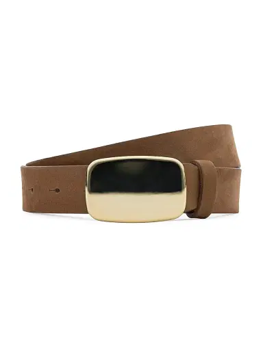 L'Agence Women's Hennie Sleek Suede Belt - Tan Nubuck - Size Large | Thumbnail 2 L'Agence Women's Hennie Sleek Suede Belt - Tan Nubuck - Size Large | Thumbnail 2