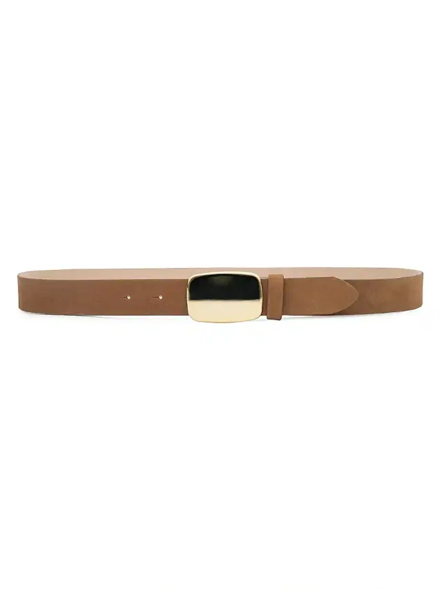 L'AGENCE Women's Hennie Sleek Suede Belt - Tan Nubuck