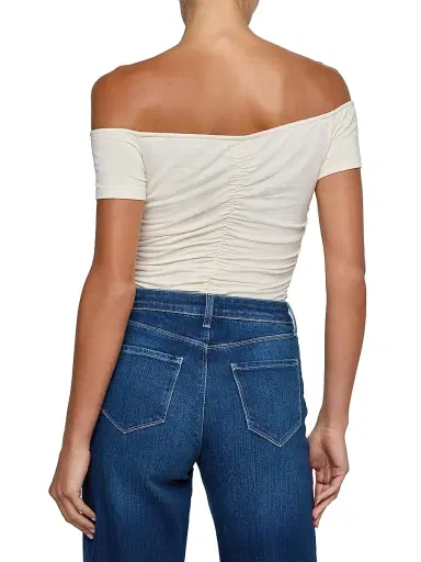L'Agence Women's Baliegh Ruched Bodysuit - Vintage White - Size Medium | Thumbnail 5