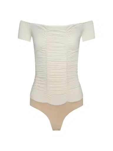 L'Agence Women's Baliegh Ruched Bodysuit - Vintage White - Size Medium | Thumbnail 1