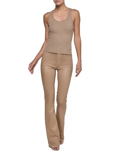 L'Agence Women's Adira Cotton Scoopneck Tank - Portabella - Size Large | Thumbnail 2