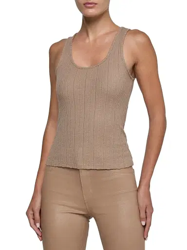 L'Agence Women's Adira Cotton Scoopneck Tank - Portabella - Size Large | Thumbnail 3