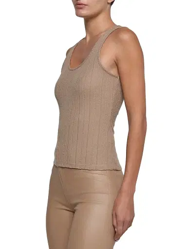 L'Agence Women's Adira Cotton Scoopneck Tank - Portabella - Size Large | Thumbnail 4