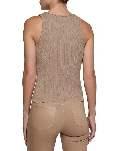 L'Agence Women's Adira Cotton Scoopneck Tank - Portabella - Size Large | Thumbnail 5