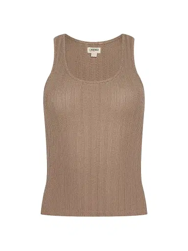 L'Agence Women's Adira Cotton Scoopneck Tank - Portabella - Size Large | Thumbnail 1