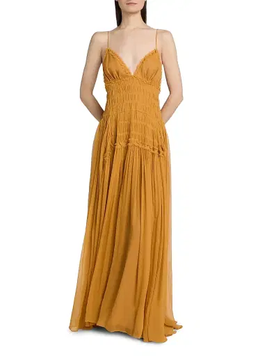 Ulla Johnson Women's Atrani SIlk Gown - Ochre - Size 8 | Thumbnail 2 Ulla Johnson Women's Atrani SIlk Gown - Ochre - Size 8 | Thumbnail 2