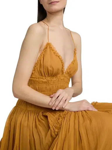 Ulla Johnson Women's Atrani SIlk Gown - Ochre - Size 8 | Thumbnail 6 Ulla Johnson Women's Atrani SIlk Gown - Ochre - Size 8 | Thumbnail 6