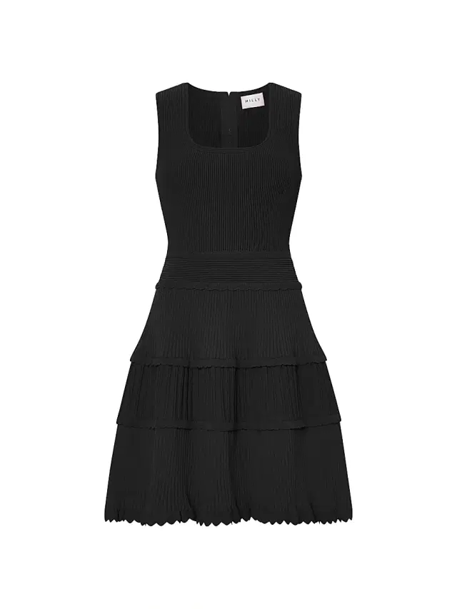 Women's Suri Scallop-Trim Fit & Flare Minidress - Black