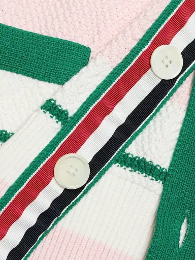 Thom Browne Men's Striped Cotton Cardigan - Light Pink - Size XXL | Thumbnail 7