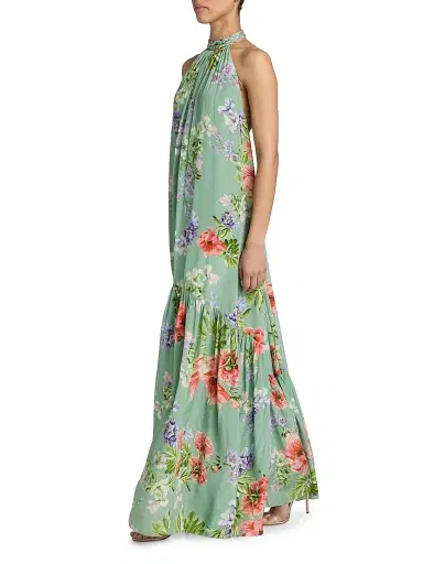 Hemant & Nandita Women's Floral A-Line Maxi Dress - Green - Size Medium | Thumbnail 2