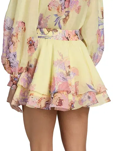 Hemant & Nandita Women's Floral Linen-Blend Miniskirt - Yellow - Size Large | Thumbnail 5
