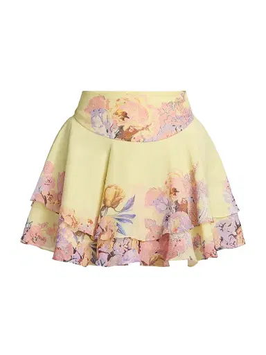 Hemant & Nandita Women's Floral Linen-Blend Miniskirt - Yellow - Size Large | Thumbnail 1