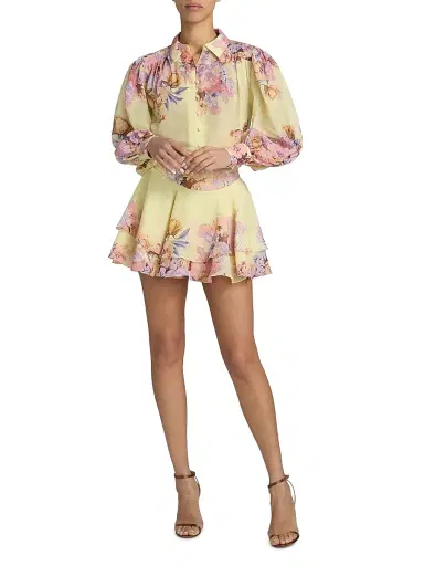 Hemant & Nandita Women's Floral Boho Shirt - Yellow | Thumbnail 2 Hemant & Nandita Women's Floral Boho Shirt - Yellow | Thumbnail 2