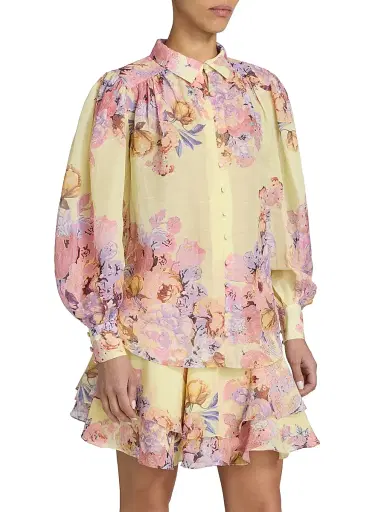 Hemant & Nandita Women's Floral Boho Shirt - Yellow | Thumbnail 4 Hemant & Nandita Women's Floral Boho Shirt - Yellow | Thumbnail 4