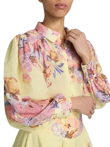 Hemant & Nandita Women's Floral Boho Shirt - Yellow | Thumbnail 6 Hemant & Nandita Women's Floral Boho Shirt - Yellow | Thumbnail 6