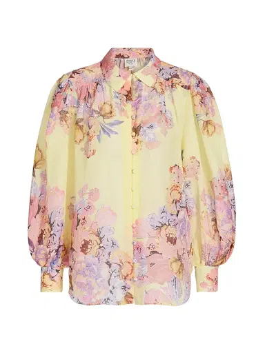 Hemant & Nandita Women's Floral Boho Shirt - Yellow | Thumbnail 1 Hemant & Nandita Women's Floral Boho Shirt - Yellow | Thumbnail 1