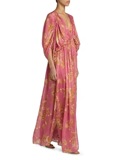 Hemant & Nandita Women's Floral A-Line Caftan Maxi Dress - Size Medium | Thumbnail 2