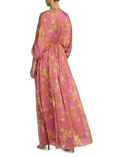 Hemant & Nandita Women's Floral A-Line Caftan Maxi Dress - Size Medium | Thumbnail 5