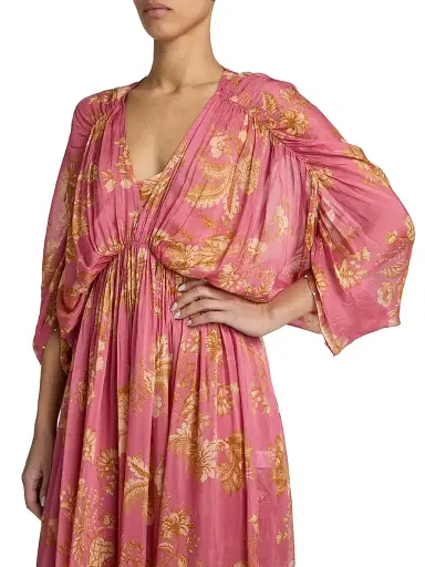 Hemant & Nandita Women's Floral A-Line Caftan Maxi Dress - Size XL | Thumbnail 6