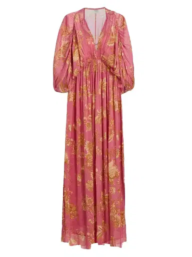 Hemant & Nandita Women's Floral A-Line Caftan Maxi Dress - Size Medium | Thumbnail 1