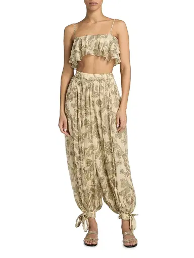 Hemant & Nandita Women's Printed Tie-Cuff Harem Pants - Size XL | Thumbnail 2