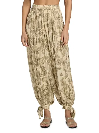 Hemant & Nandita Women's Printed Tie-Cuff Harem Pants - Size XL | Thumbnail 3