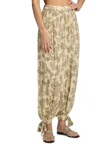Hemant & Nandita Women's Printed Tie-Cuff Harem Pants - Size XL | Thumbnail 4