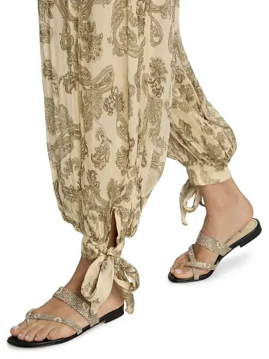 Hemant & Nandita Women's Printed Tie-Cuff Harem Pants - Size XL | Thumbnail 6