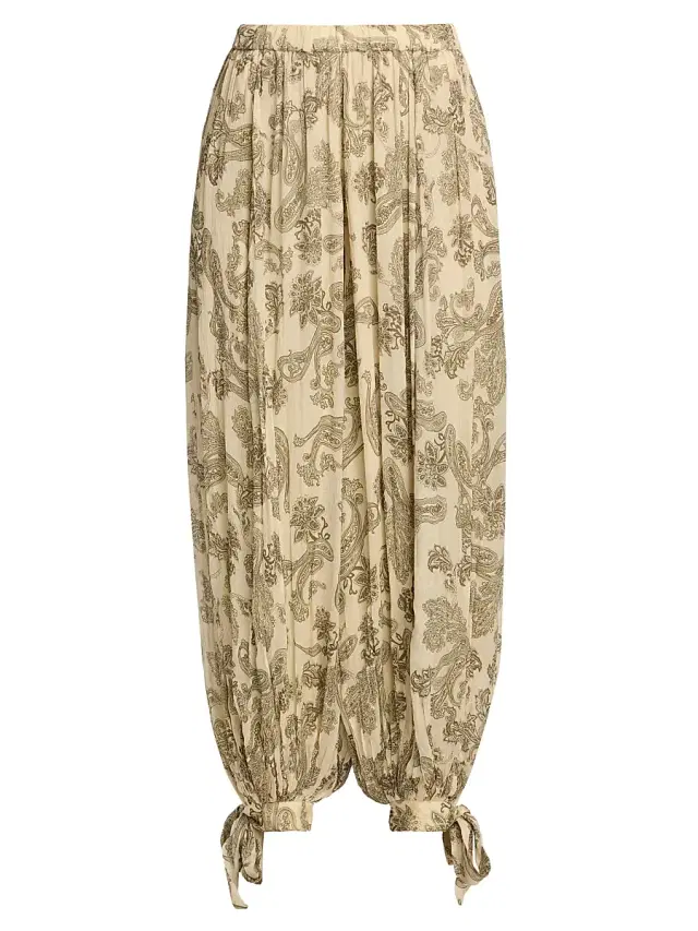 Hemant & Nandita Women's Printed Tie-Cuff Harem Pants