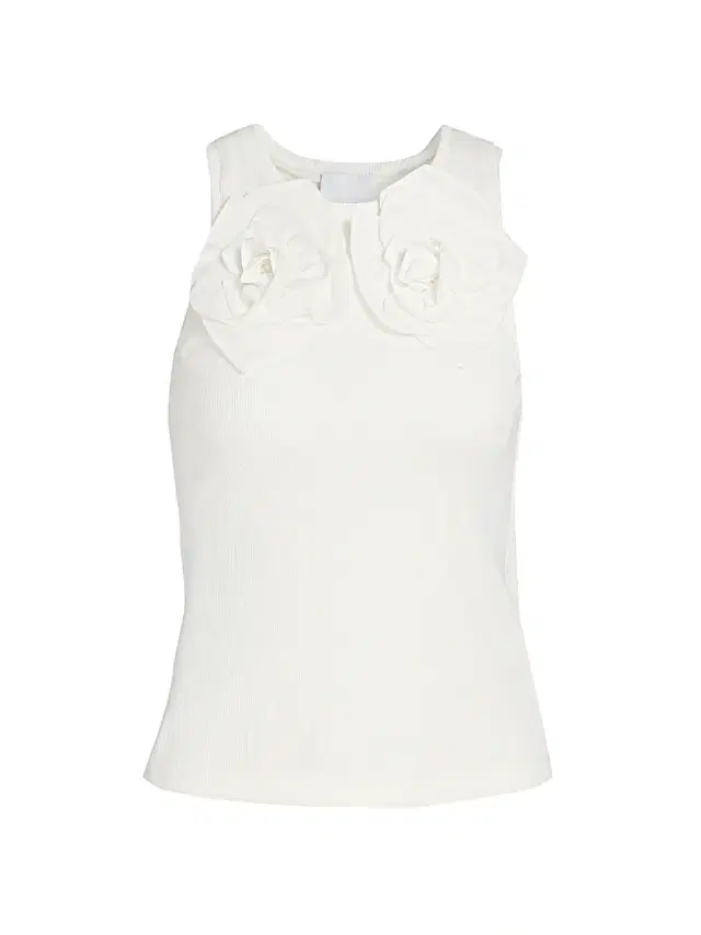 Women's Camille Flower Appliqué Cotton Tank - White