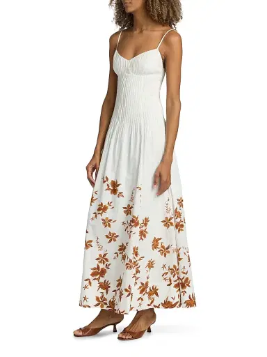 Hemant & Nandita Women's Floral Cotton Maxi Dress - Ivory - Size Large | Thumbnail 4